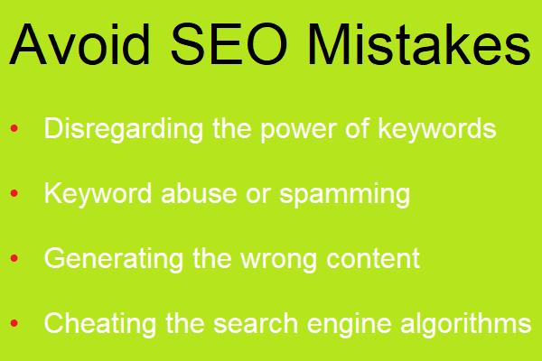 Avoid seo mistakes